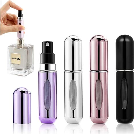 Set mit 4 Reiseparfüm-Sprühflaschen, 5 ml Mini-Reiseparfüm-Zerstäuberflasche, leere, wiederbefüllbare Parfüm-Sprühflasche (1/5)