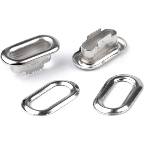 10x Passe-fil œillet avec rondelle intérieur 4 x 12 mm extérieur 9 x 18 mm pour presse manuelle rivet goujon couture toile affiche tente réparation bricolage, nickel (1/2)