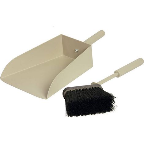 Paletta per pellets + scopino acciaio tortora sabbia. Made in Italy