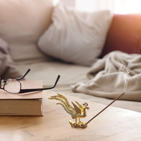 Antiker goldener Phönix-Räucherstäbchenhalter aus Zinklegierung für Aromatherapie und als Wohndekoration (1/5)