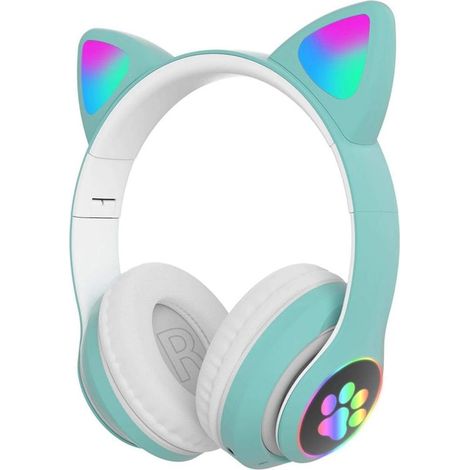 Kabelloser Kopfhörer – Bluetooth 5.0 – Katzenohren mit LED-Anzeigen – Mikrofon mit Geräuschunterdrückung – Für PC und Mobilgeräte – Kompatibel mit mehreren Geräten – 1 Stück (1/5)