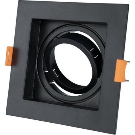 Silamp – Support spot encastrable GU10 orientable carré noir – Tension 220-240V AC – Angle d’éclairage 80° – Durée de vie 25000 heures (1/4)