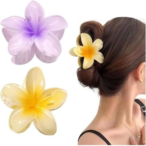 Pinces à cheveux - Noname - Fleurs 3D - 2 pcs - 8 cm - Couleurs vives (1/4)