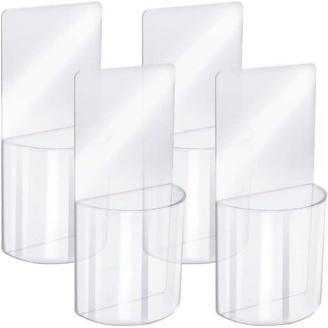 4 Pièces Support Télécommande Mural, Organisateur Multimédia Acrylique Support Mural, Transparent Sans Boîte de Rangement de Perçage, pour Chambre à Coucher, Table de Chevet (1/5)