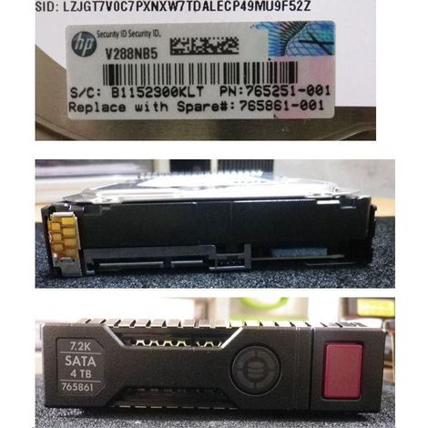 Disco rigido HP Enterprise da 4 TB, 6 GB, 7.2K, 3,5", SATA 512E, MDL SC, codice 765861-001