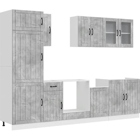 Maison Exclusive - Set Mobili da Cucina 8 pz Lucca Grigio Cemento in Truciolato (1/5)