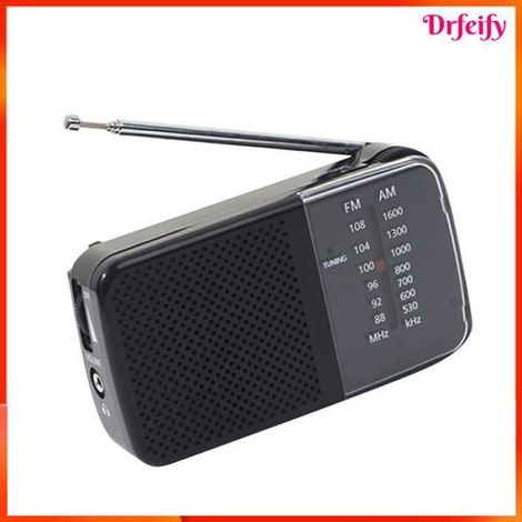 Radio AM FM portable - - Vintage Compact - Noir - AM/FM/Ondes courtes - 2x AA (1/5)