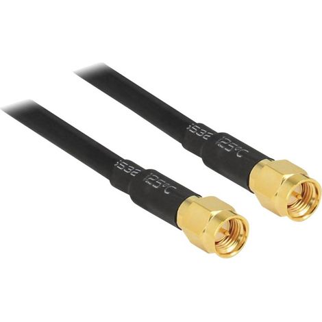 Delock Antenna WLAN Cavo [1x Spina SMA - 1x Spina SMA] 5.00 m Nero contatti connettore dorati (1/2)