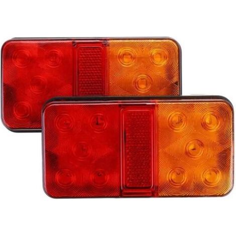 Feu Arrière LED - 12 V à 10 LED - Pour Remorque Camion Fourgonnette Caravane - Étanche ABS - Lot de 2