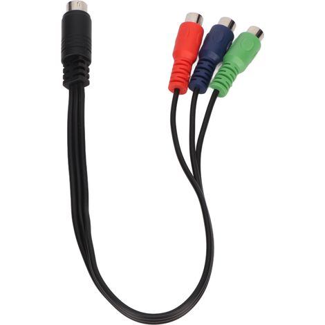 Câble adaptateur MINI DIN 9 broches mâle vers 3 RCA femelle pour vidéo RGB, 30 cm (1/5)