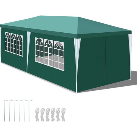 SWANEW Gazebo Camping Grande tendone o pergolato Gazebo ricevimenti con pannelli laterali rimovibili finestre Tenda per feste verde 3x6m (1/5)