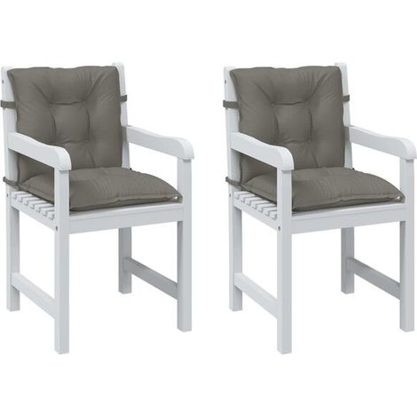Un ensemble de deux coussins de chaise à dossier bas gris foncé mélangés (1/5)