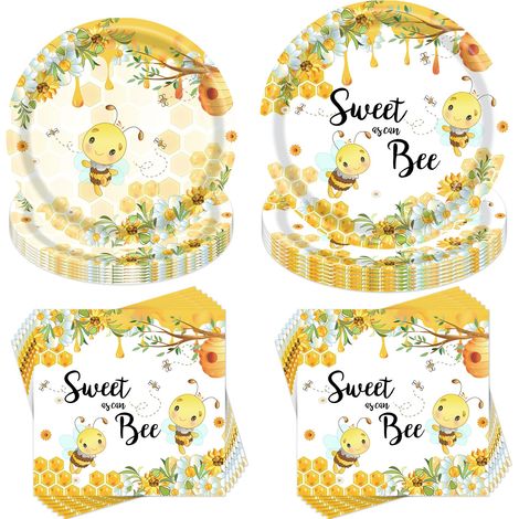 Ensemble de vaisselle de fête 40 pièces Set Abeille, Décoration de fête Abeille, Assiettes en carton pour anniversaire d'enfant, Vaisselle de fête pour anniversaire d'enfant, Fête (1/5)