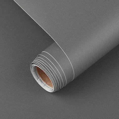 Mat Papier Adhesif pour Meuble,Auto Adhesif Papier Peint Solide Texturé Peel and Stick Film Vinyle Décoratif Autocollant pour Comptoir,Armoires,Revêtement Mural,Oscuro Gris Mat,30cmx254cm (1/5)
