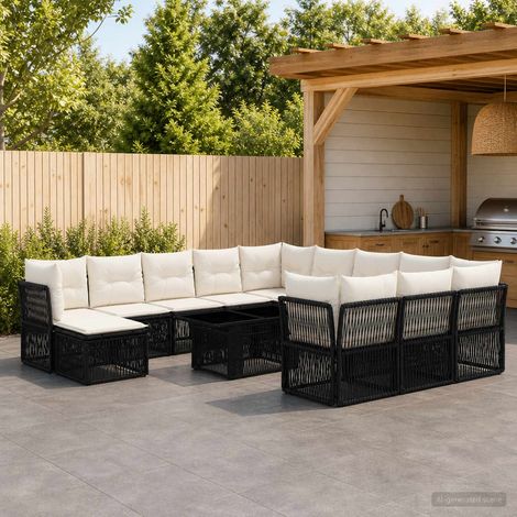 vidaXL Set Divano da Giardino 13 pz Nero polyrattan (1/5)