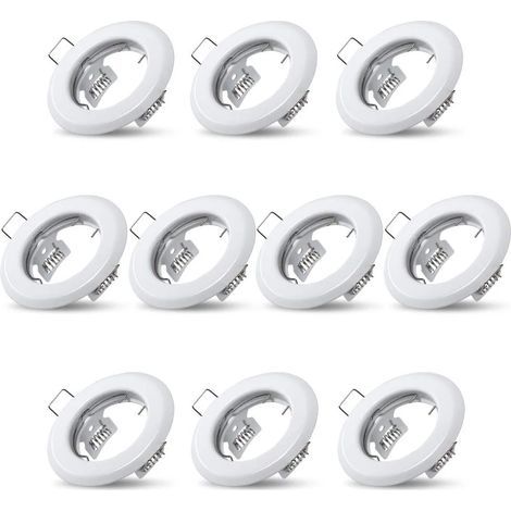 10x Einbaustrahler, Deckenleuchte, weiße Halterungen für Einbaustrahler, Beleuchtungskörper aus Edelstahl für Küche, Wohnzimmer, Badezimmer, Einbauloch Ø55mm (1/5)
