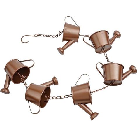 Chaîne de pluie décorative en métal - KAGOLOW - Finition cuivre - Motif théière - Carillon d'extérieur (1/4)