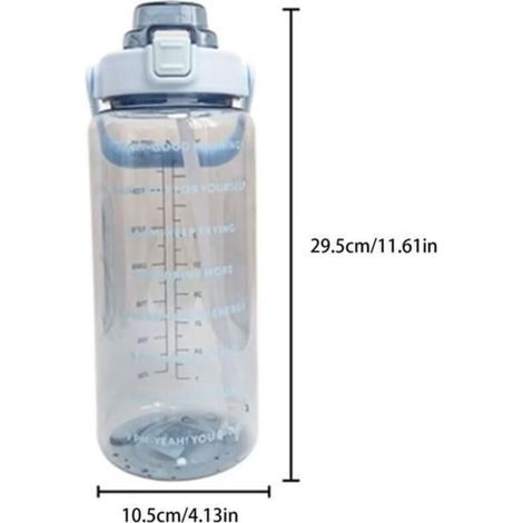 2-Liter-Trinkflasche, Sportflasche, Trinkflasche mit Strohhalm, Trinkflasche mit Zeitmarkierungen, transparent lila