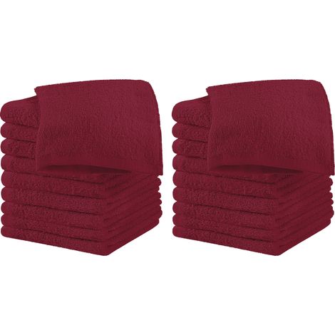 Set 18 Pezzi Lavette Asciugamani Viso Mani 100% Cotone 490 Gsm 30x30 Cm Bagno Bidet Vari Colori Morbide Assorbenti Asciugamano Spugna Ospite Bordeaux - 30x30 cm (1/5)