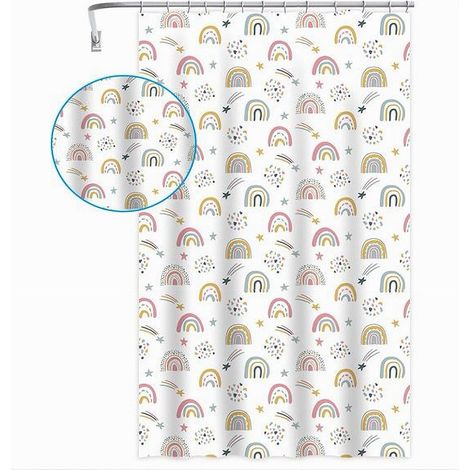 TRADE SHOP - Tenda Doccia Vasca Bagno Con 12 Ganci Arcobaleno Fantasy 240 X 200 Cm Peva 87564 - (1/2)