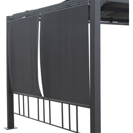 Hesperide – Kit de 4 stores pour tonnelle Moai 4x3m en polyester 140g/m² – Résistant aux UV – Installation facile – Protection solaire et visuelle