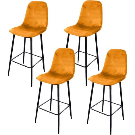 Lot de 4 chaises de bar en velours avec pieds en métal INOUI (1/3)