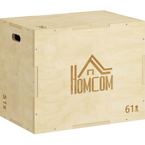 Box pliometrico 3 in 1 in legno con 3 altezze 51/61/76 cm e maniglie 76 x 51 x 61 cm (1/4)