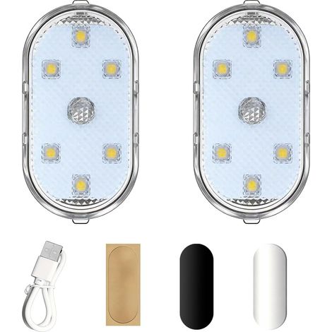 2 PCS Eclairage intérieur de Voiture, LED Voiture Interrupteur Tactile RGB Lampe Tactile 7 Couleurs LED Plafonnier Rechargeable USB Umière Douce et Décorative Mini pour Camion Van Camping-Car Bateau (1/5)