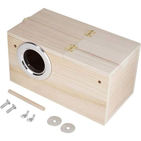 Nazalus-Vente chaude-Nichoir Oiseaux Exterieur, nichoir pour volière en Bois Naturel, boîte de Reproduction, nid d'oiseaux pour Perruche Pinson, tourtereaux, Cockatiel, Bourgeon, (Ouverture à Droite), (1/5)