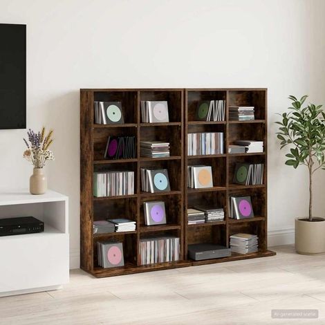 vidaXL CD Cabinet 2 pcs Smoked Oak 65 x 23.5 x 97.5 cm Engineered Wood (1/5)