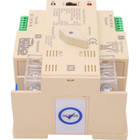 Commutateur de transfert automatique 2P blanc 100A 220V, contact argenté, mode manuel/auto, inverseur de source (1/5)
