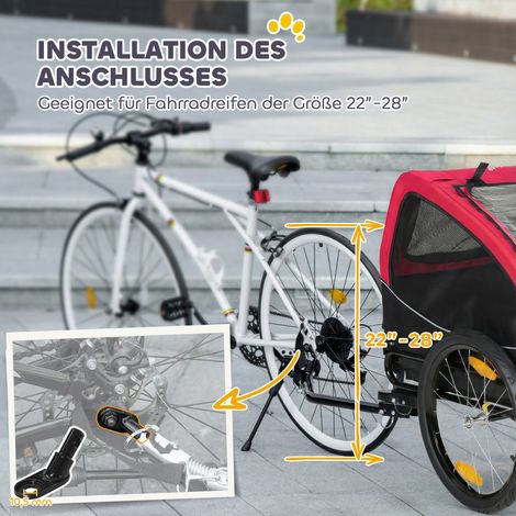 Remorque pliable pour chien réflecteurs fenêtre filet roues porte fanion sécurité chiens 20 kg 138x70x89 cm rouge (1/4)