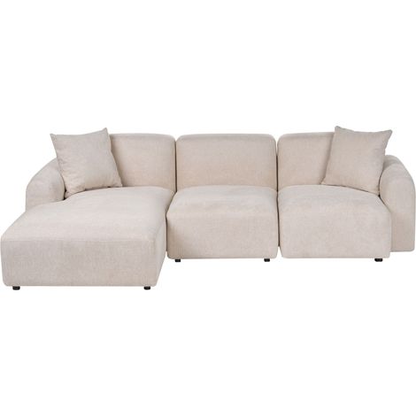 Divano modulare lato destro 3 posti con disposizione a destra, rivestimento in tessuto idrorepellente, colore beige chiaro Hede (1/5)