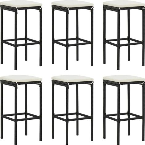 vidaXL Taburetes de cocina con cojines 6 uds ratán sintético negro (1/5)