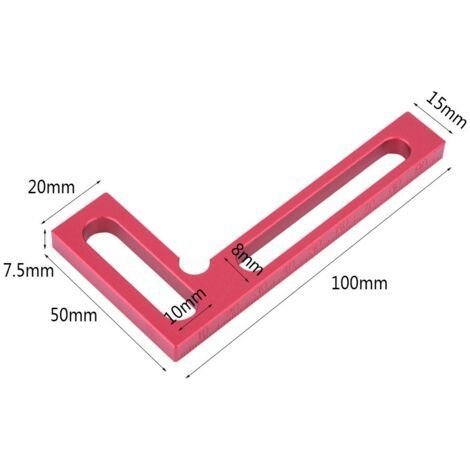 ALLIANDISRègle de L-carré de Menuiserie de Précision en Alliage d'Aluminium de 100mm Mini Carré de Serrage Rouge de 90 Degrés (1/5)