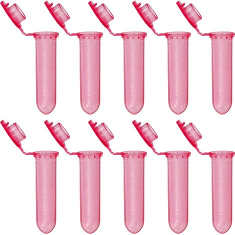 2ML Tubes En Plastique À Centrifuger, 1000 Pcs Tubes À Centrifuger À Fond Rond Avec Bouchon À Clip Et Marques Graduées Pour Échantillons De Laboratoire, Rouge (1/5)