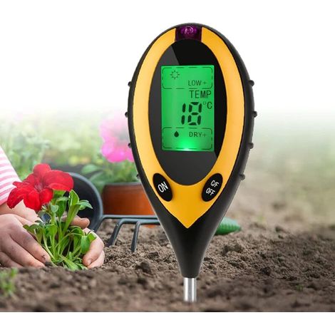 Testeur de sol, humidimètre, pH, humidité, lumière et température pour plantes d'intérieur, jardin, intérieur et extérieur (1/5)