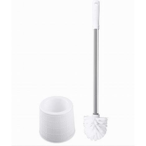 Cleafe - Portascopino Con Effetto Rattan Bianco Per Bagno Wc Toilette Con Scopino 79823 - (1/2)