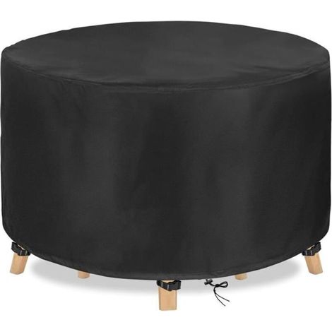 Silver 210D Oxford waterproof round cover for garden table, 185 x 110 cm.