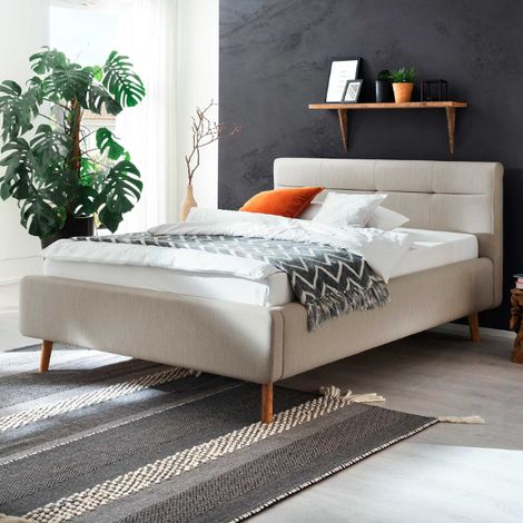 Lit Laika 140x200cm avec espace de rangement - beige (1/4)