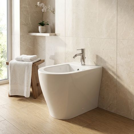 Bidet filomuro in ceramica bianca con fissaggi nascosti 36x55 cm – Mirto Round  Ceramica Dolomite