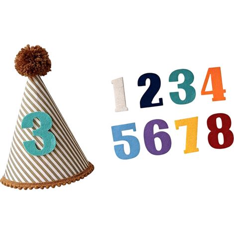 Corone di compleanno in tessuto colorato, 4 stili, con-UNO
