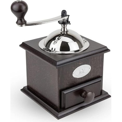 Moulin à café manuel Peugeot - Design nostalgique / Mécanisme de broyage en acier inoxydable préservant les arômes - 1 pièce - Pour café filtre et cafetière à piston - Couleur chocolat (1/5)