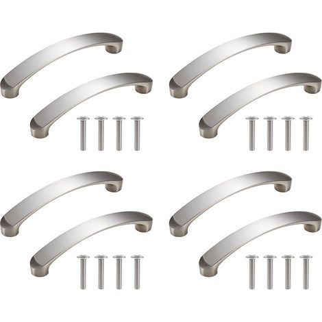 Aluminium-Küchenschranktürgriffe (96 mm), 8 Stück, silberfarbene Schubladengriffe für Wohnzimmermöbel mit Schrauben