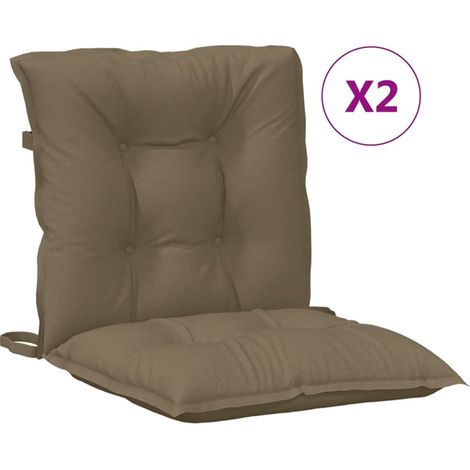 Coussins de chaise à dossier bas lot de 2 taupe mélangé tissu (1/5)