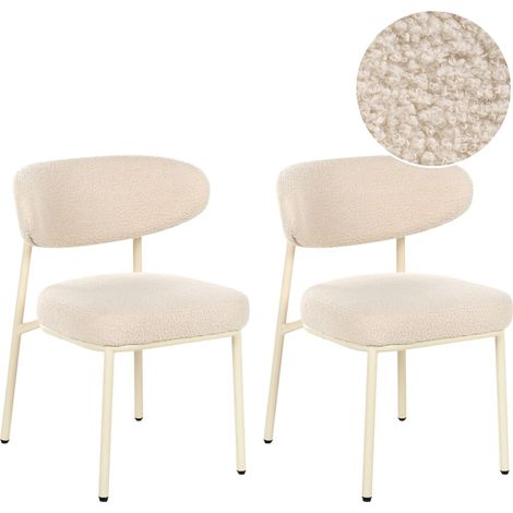 Esszimmerstuhl 2er Set UNITY Bouclé Hellbeige