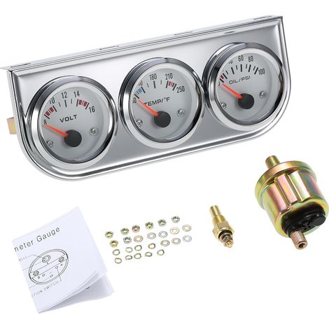 52mm 3 en 1, Jauge de voiture Température de l'eau + Pression d'huile + Instrument combiné de tension pour modification auto (1/5)