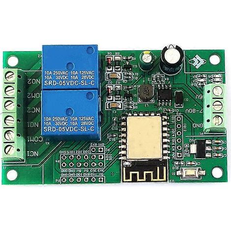 ESP8266 ESP-12F WLAN-Relaismodul, 2 Kanäle, 5V/8-80V Relais-Schalter, Entwicklungsboard für Arduino IDE, Smart-Home-App, Fernsteuerung (1/5)