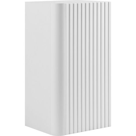 Meuble de salle de bains suspendu, demi-colonne avec porte, 3 étagères, Blanc, 35 x 68 x 30 cm (1/5)
