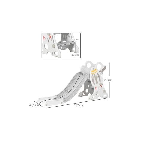 Toboggan pour enfant gris 157 cm en plastique avec design fusée et kit d'autocollants pour jardin, parc et aire de jeux (1/5)